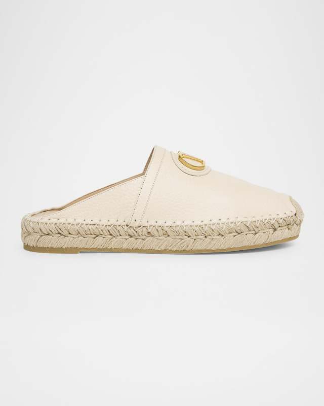 VLogo Leather Medallion Espadrille Mules